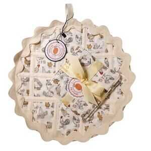Chicken Pot Pie / Hot Pad / NEW / Quilted Cotton / washable / 11"/ 3 pc set
